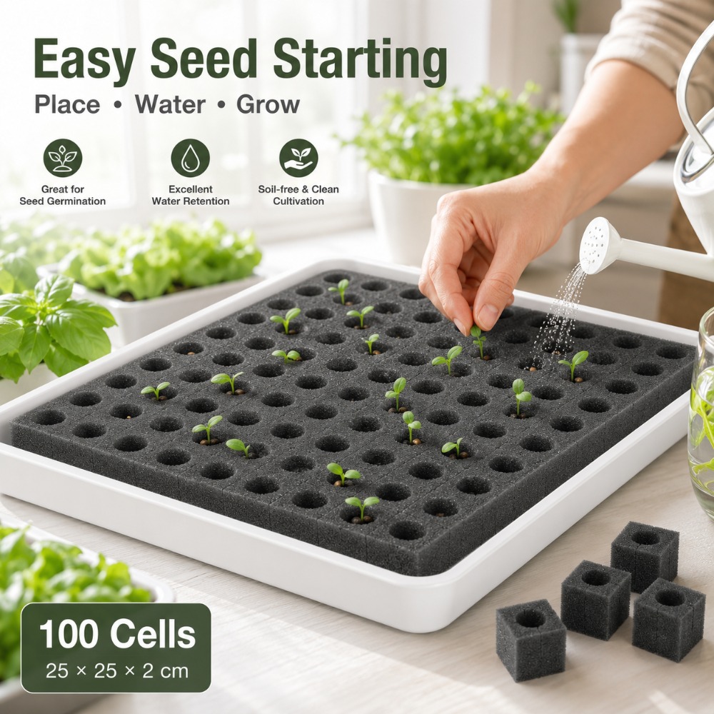 Nursery Plug Tray - Topraksız Hidroponik Bitki Süngeri 100 Adet